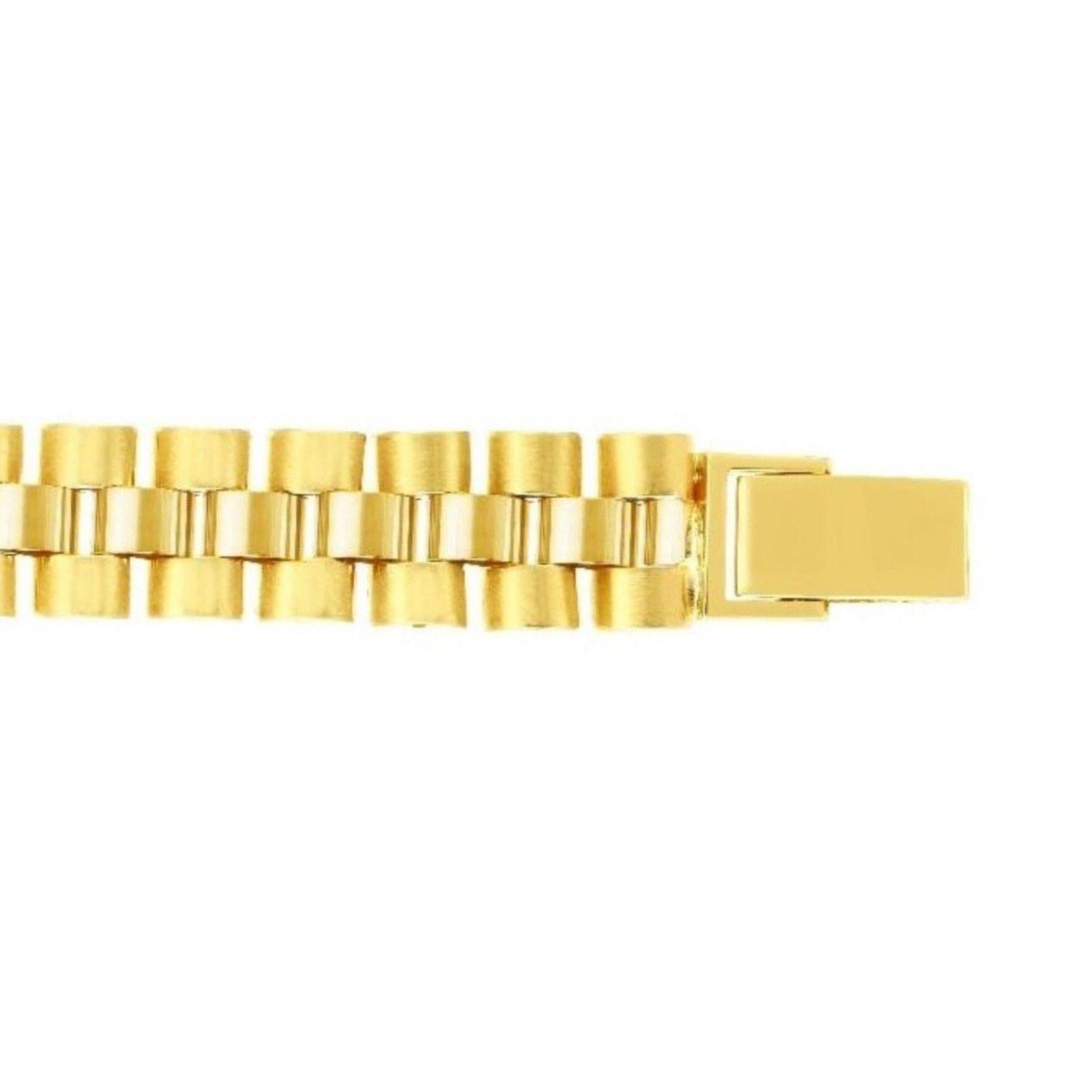 Women's or Men's 14 Karat Yellow Gold Satin Panther Bracelet For Sale