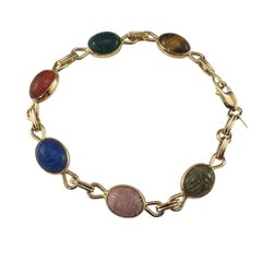 14K Yellow Gold Scarab Style Stone Bracelet #23467