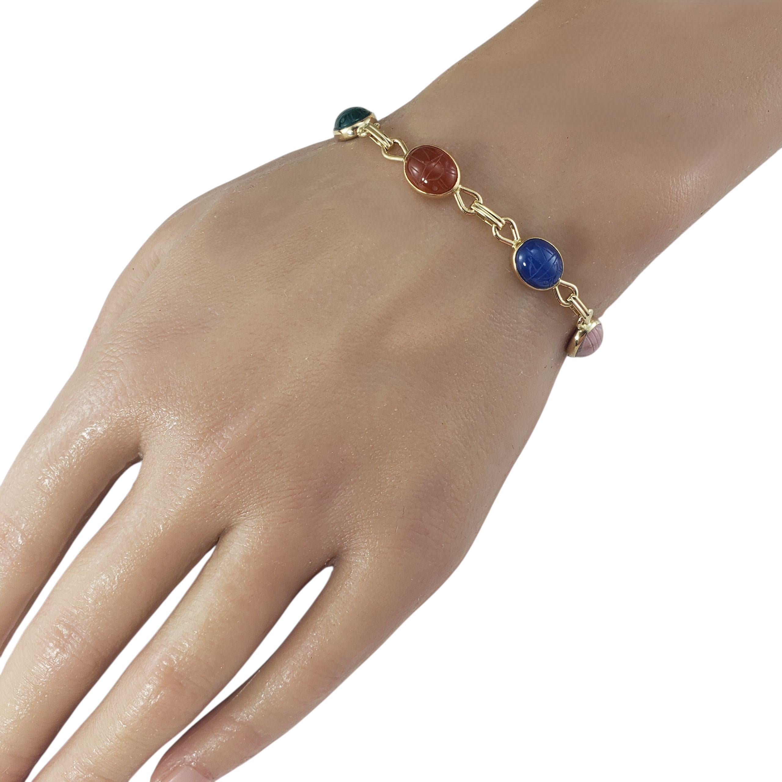 Bracelet en or jaune 14K avec pierres en forme de scarabée #23467 en vente 1