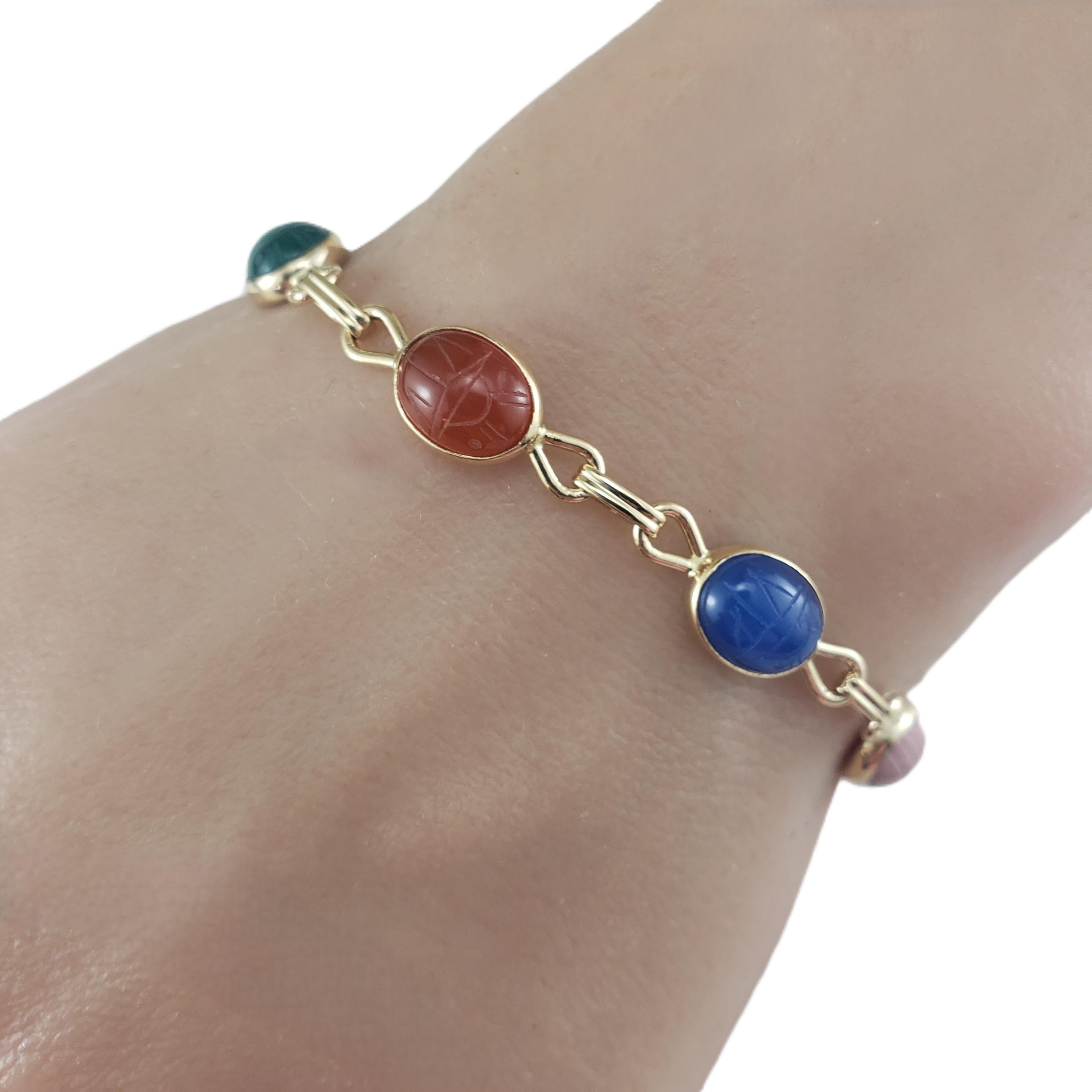 Bracelet en or jaune 14K avec pierres en forme de scarabée #23467 en vente 2