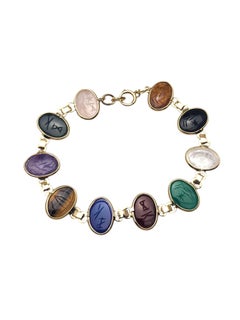 Armband im Skarabäus-Stil mit Steinen aus 14-karätigem Gelbgold #25695