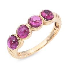 14k Yellow Gold Sculpted Cable Band 1.32ctw Pink Sapphire Cabochon Ring