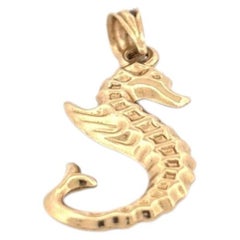 14K Yellow Gold Sea Horse Pendant or Charm Fun Ocean Inspired