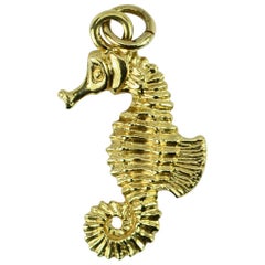 14 Karat Yellow Gold Seahorse Charm Pendant