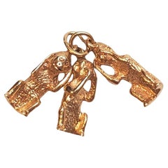 14K Gelbgold See No Evil, Hear No Evil, Speak No Evil Charm #17497