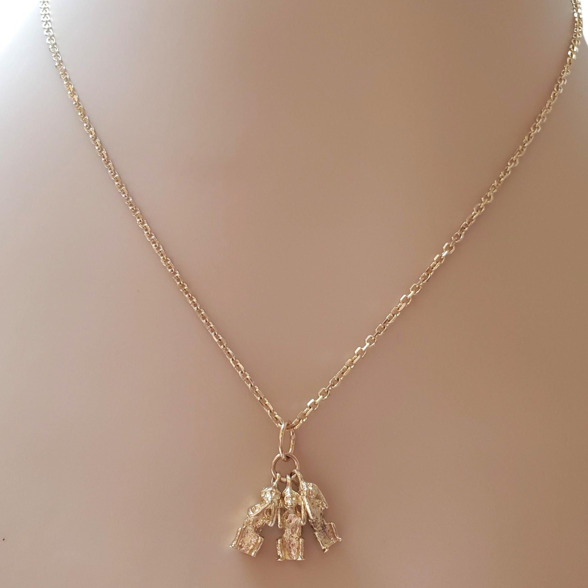14K Yellow Gold See No Evil, Hear No Evil, Speak No Evil Charm #17499 1