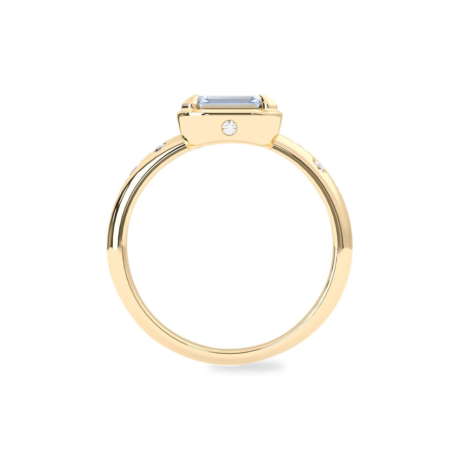 For Sale:  14k Yellow Gold Serene Lagoon Ring, Natural Aquamarine & Diamond 3