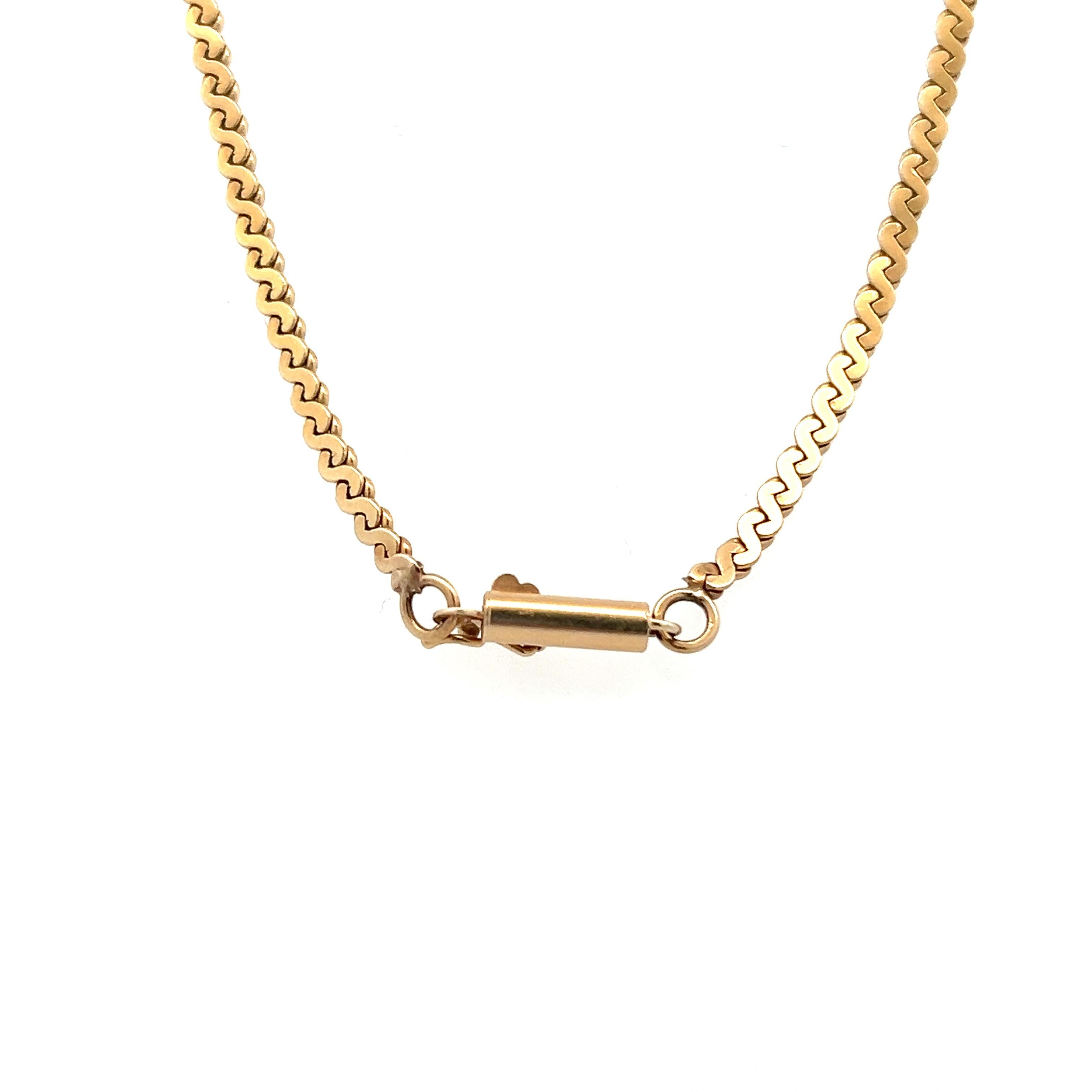 14k Gelbgold Serpentinenkette Halskette (Zeitgenössisch)