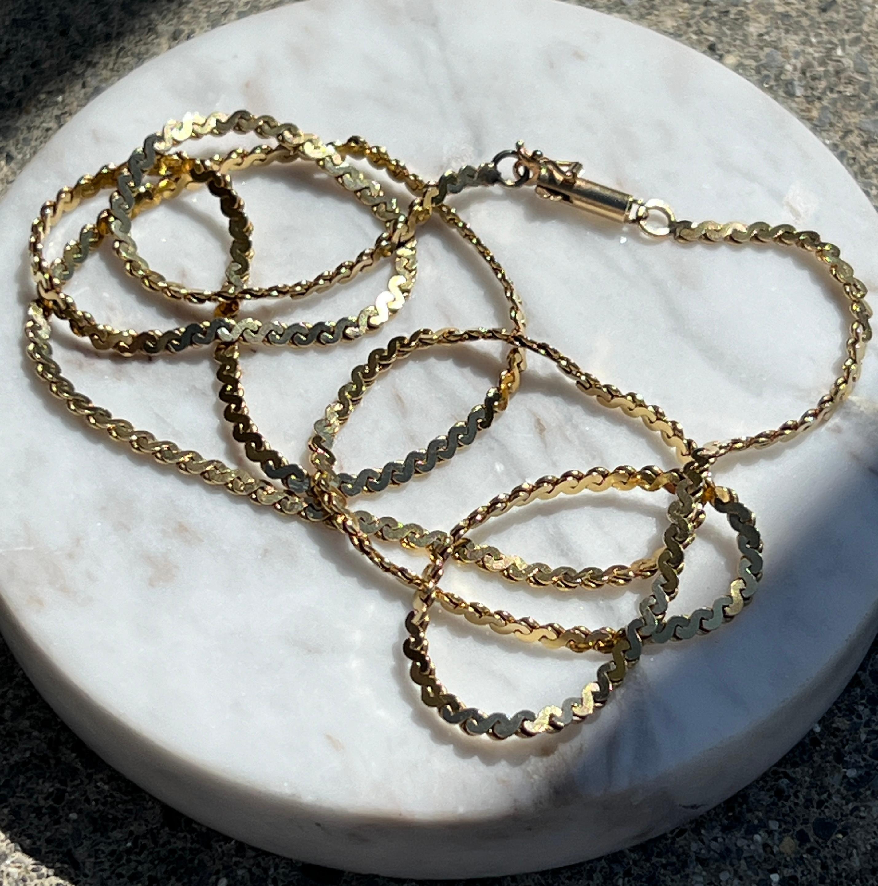 14k Gelbgold Serpentinenkette Halskette im Zustand „Gut“ in Towson, MD