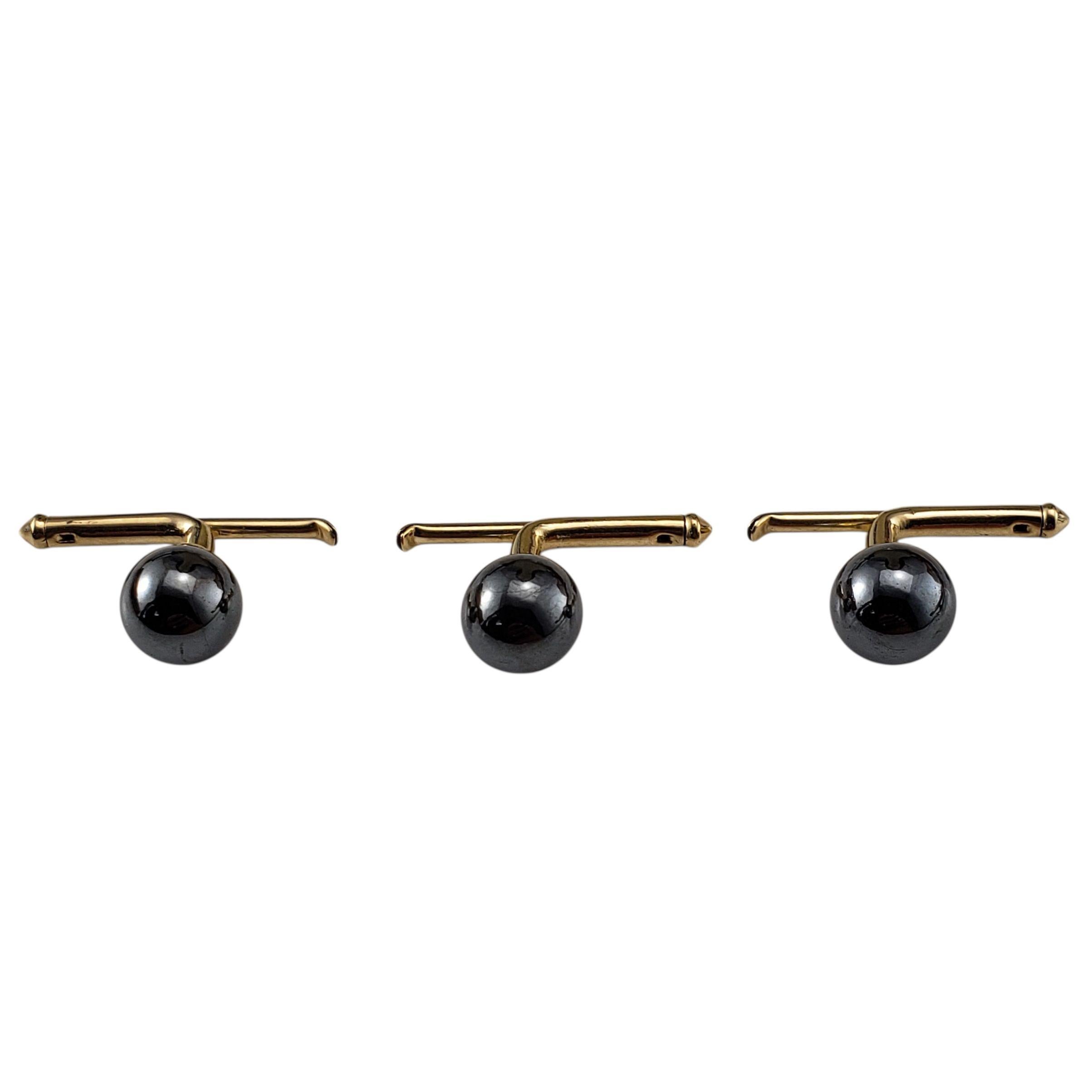 Juego de 3 pendientes de oro amarillo de 14 quilates con hematites #22440