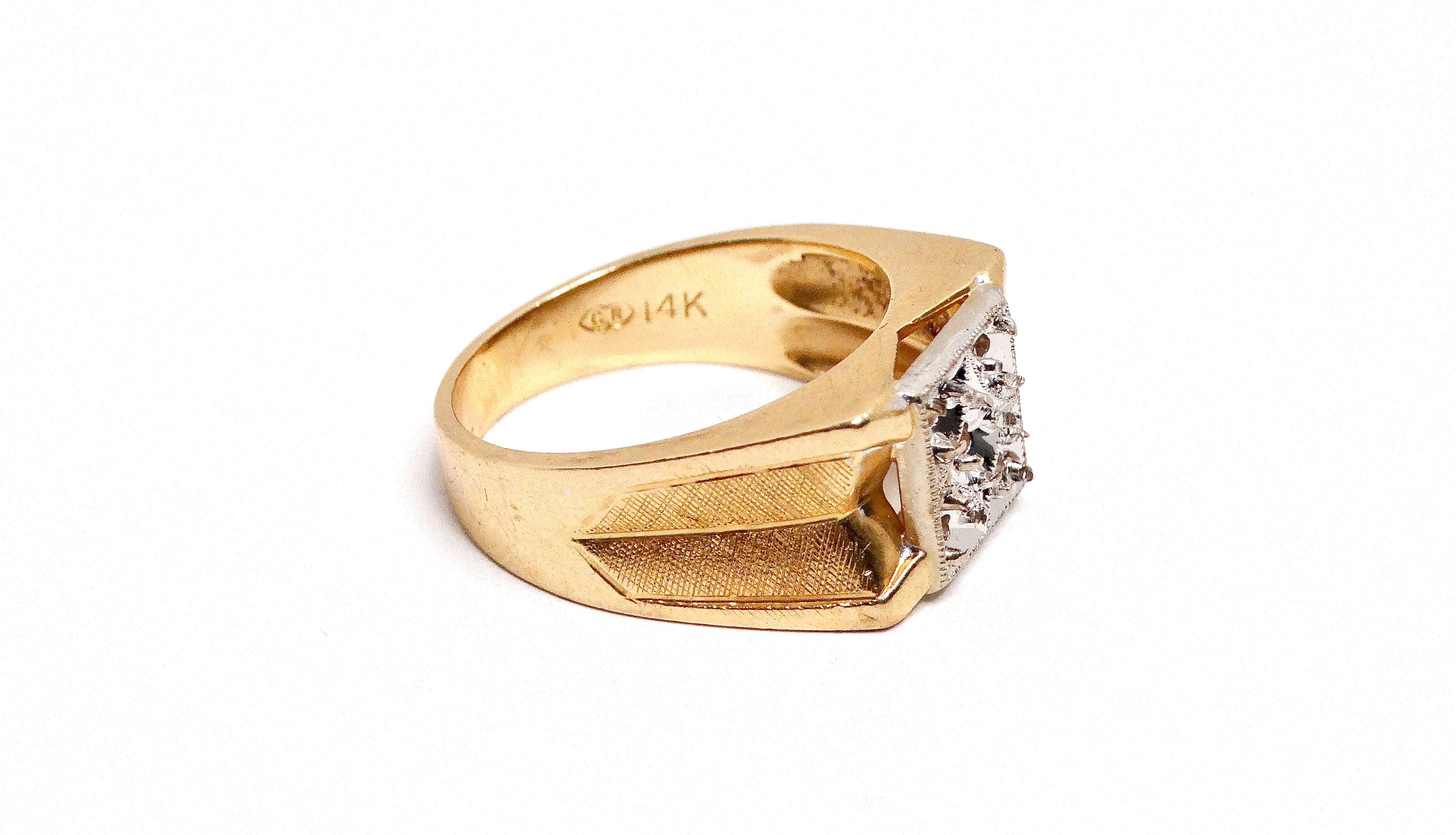 Bague à monture en or jaune 14k Circa 1970 en vente 2