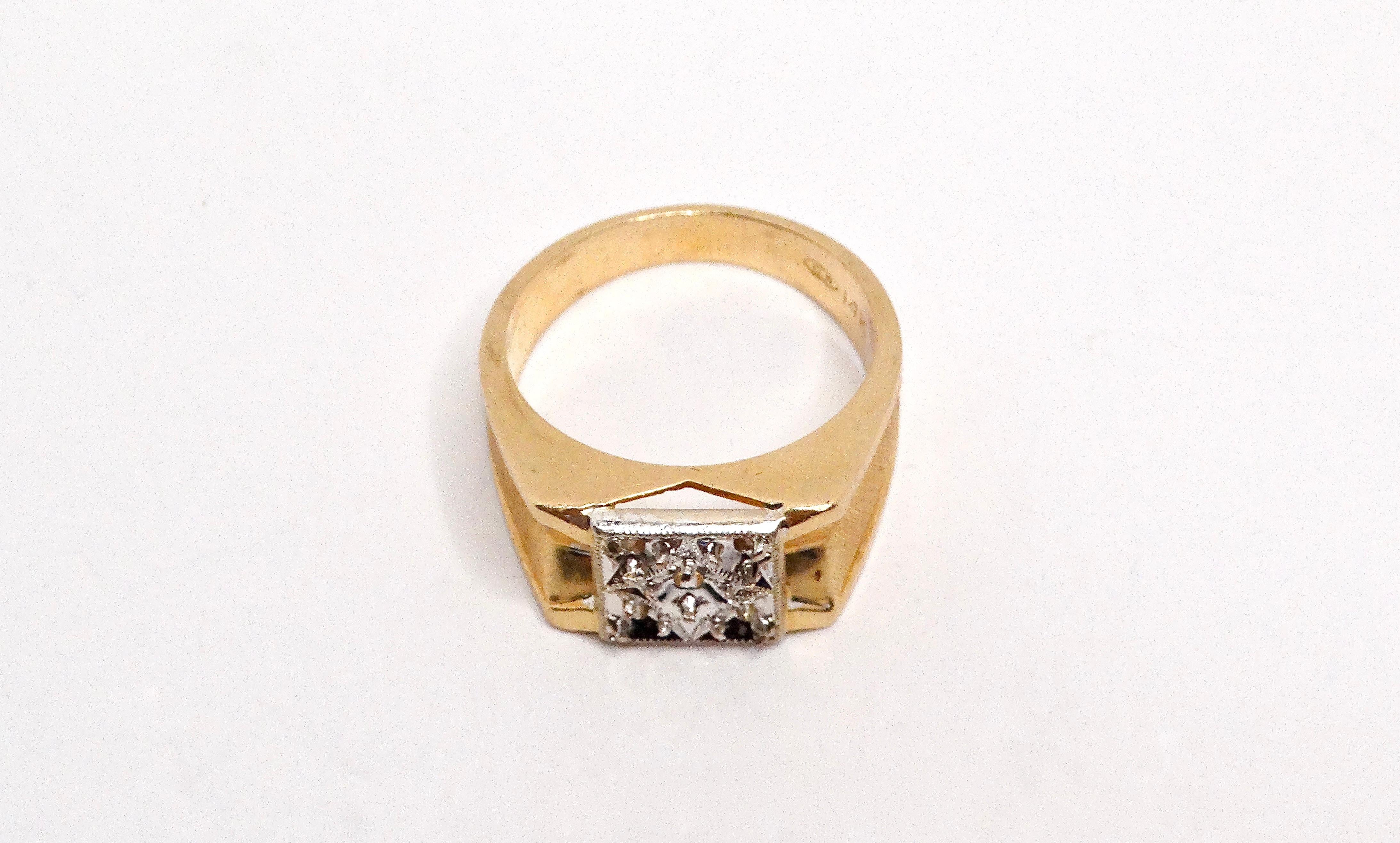 Bague à monture en or jaune 14k Circa 1970 en vente 3