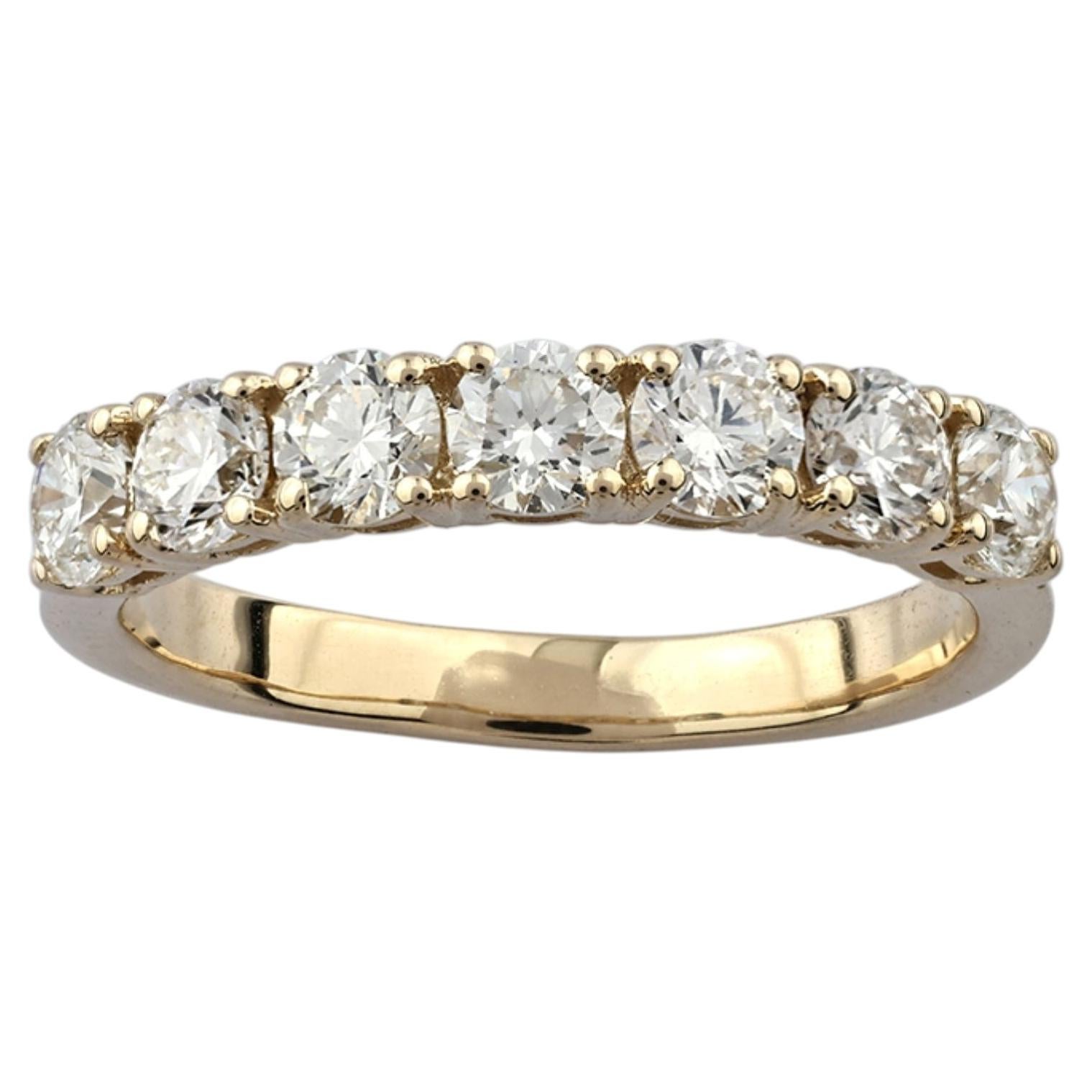 14K Yellow Gold Seven-Stone Prong Set Diamond Ring