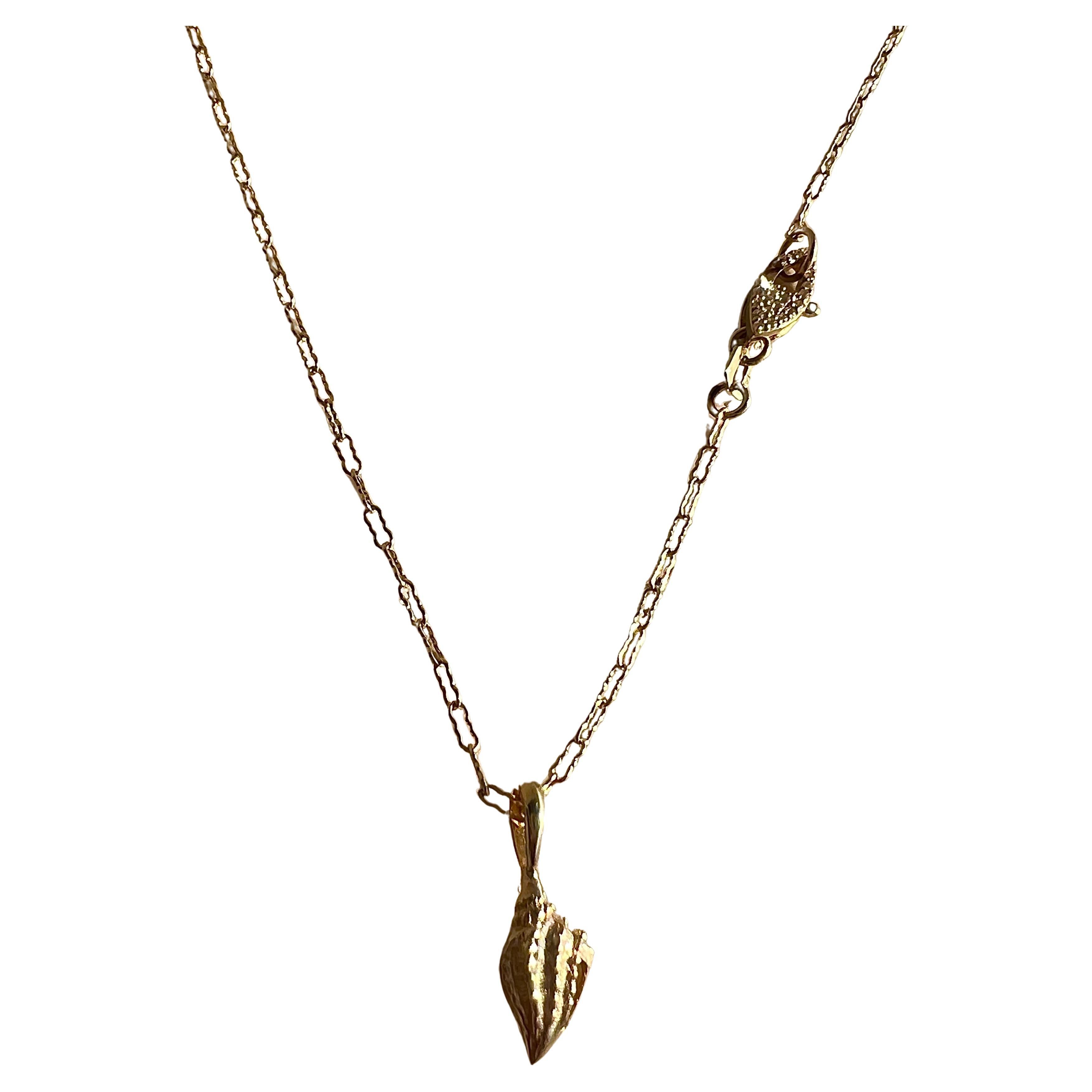 Collar con cadena sujetapapeles de concha marina de oro amarillo de 14k by Series of Eleven