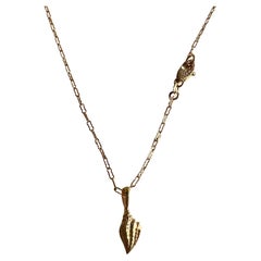 14k Yellow Gold Shell Paperclip Synthetic Diamond Necklace by Series of Eleven