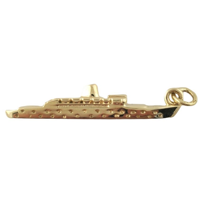 14K Yellow Gold Ship Charm For Sale at 1stDibs