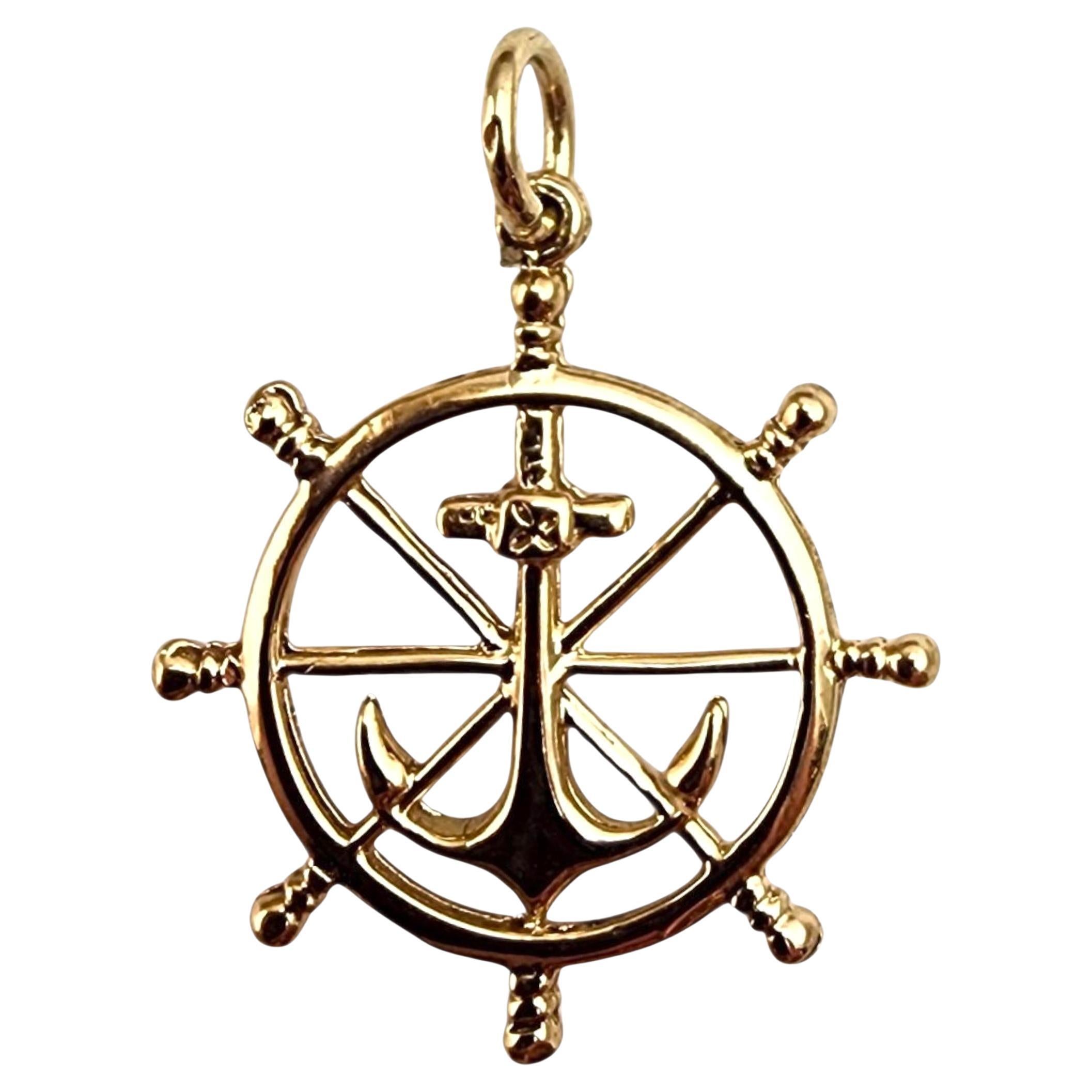 14K Gelbgold Schiff Rad Charme #22493 im Angebot