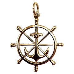 14K Yellow Gold Ship Wheel Charm #22493