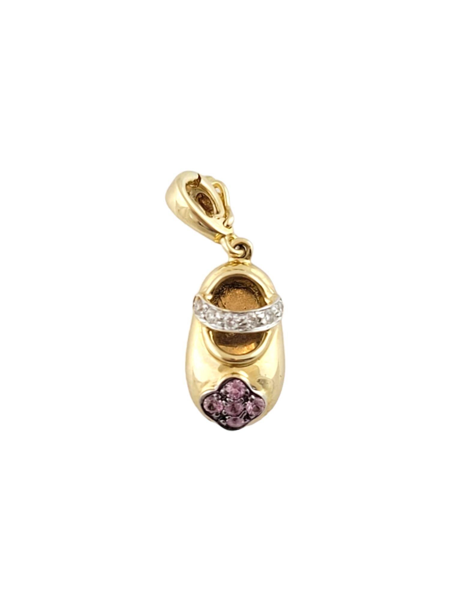 Women's 14k Yellow Gold Shoe Charm with Diamonds & Purple Stones For Sale