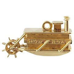 Vintage  14K Yellow Gold Show Boat Charm #14803