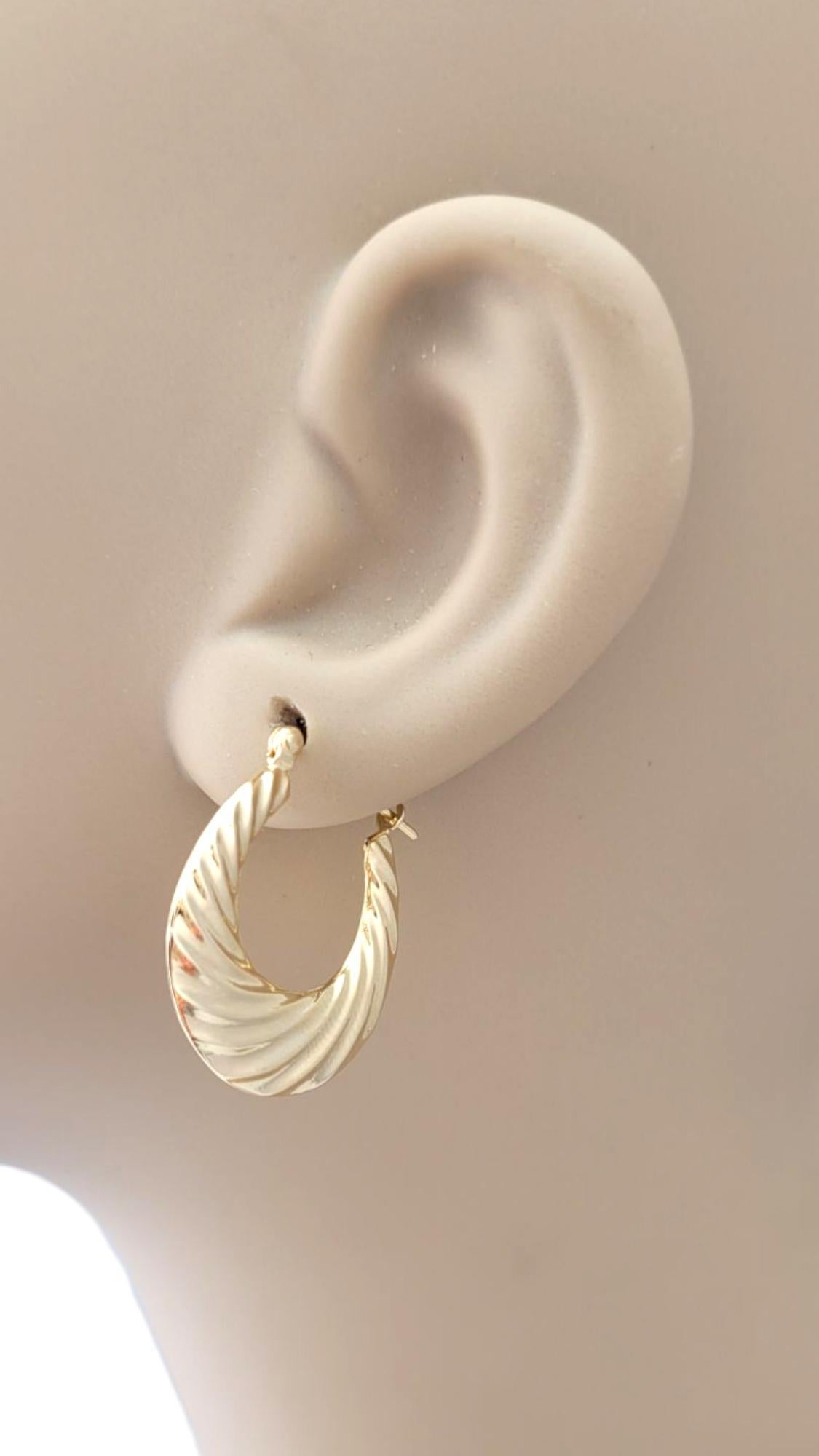 14K Yellow Gold Shrimp Hoop Earrings #21736 For Sale 3