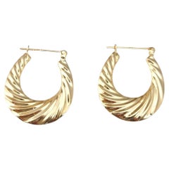14K Yellow Gold Shrimp Hoop Earrings #21736