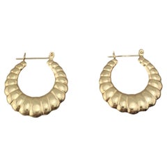 14K Yellow Gold Shrimp Style Hoop Earrings #17797