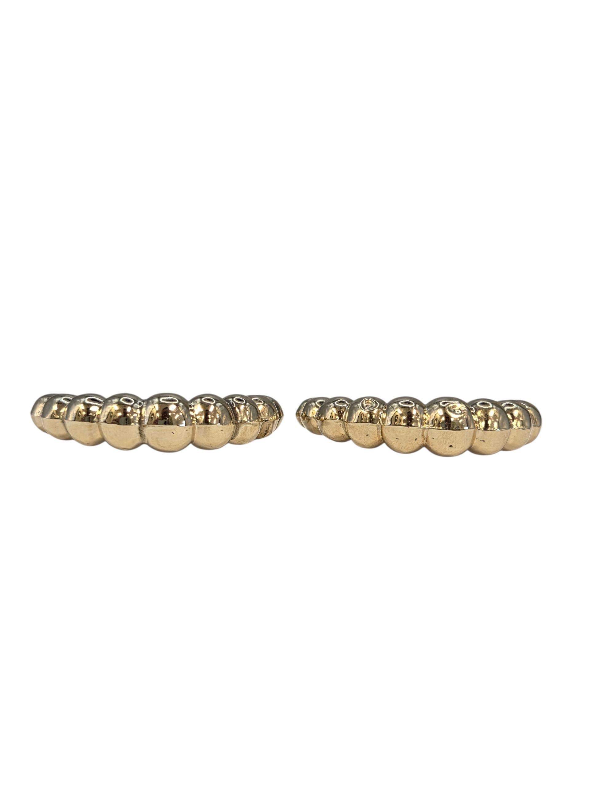 Orecchini a cerchio stile gambero in oro giallo 14K #23881 in vendita 2