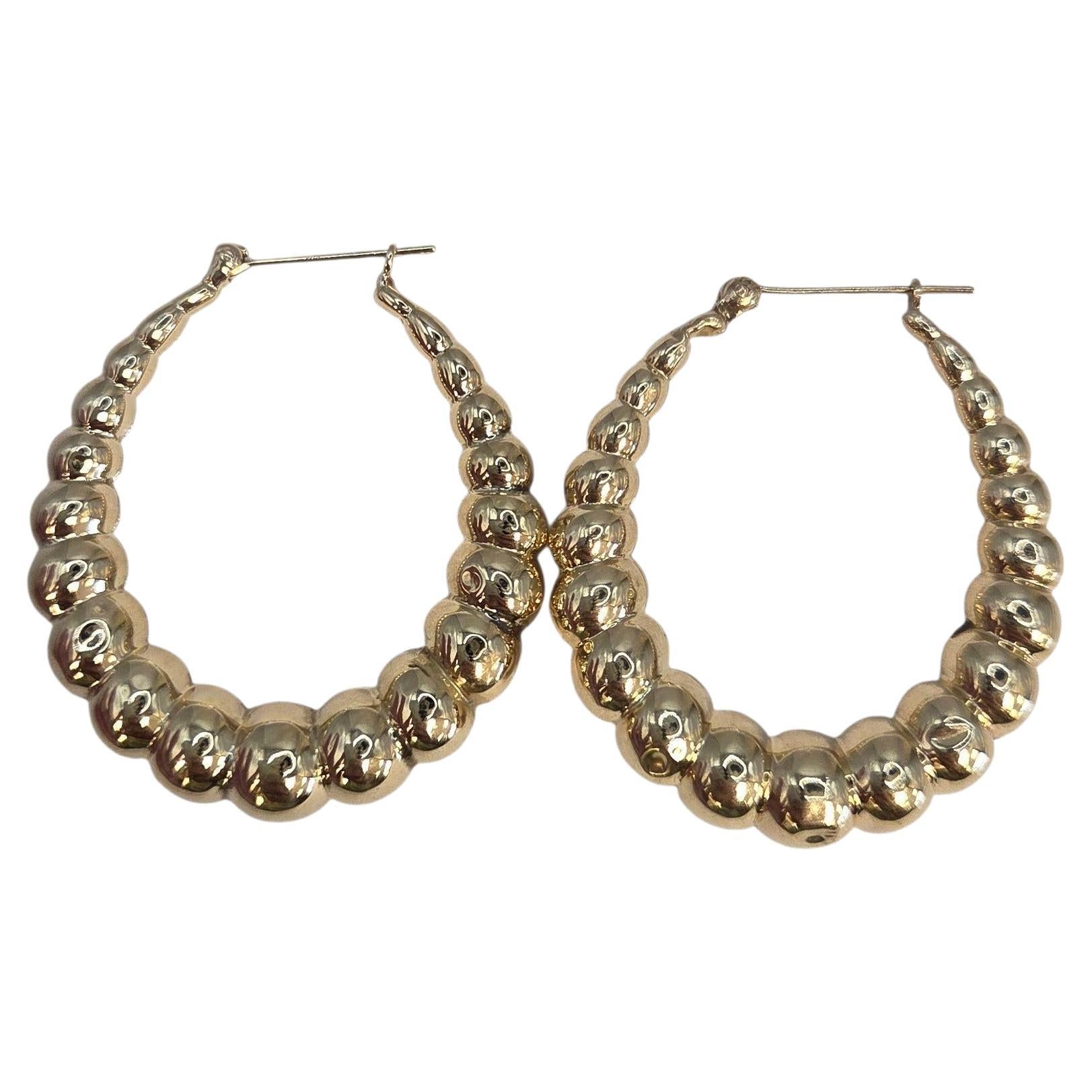 14K Yellow Gold Shrimp-Style Hoop Earrings #23881