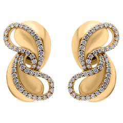 14K Yellow Gold SI/H Natural Diamond Swirl Stud Earrings