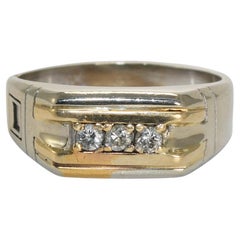 14K Yellow Gold Signet Diamond Ring