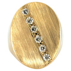 Anello Signet in oro giallo 14k con circa 0,20ctw di diamanti naturali