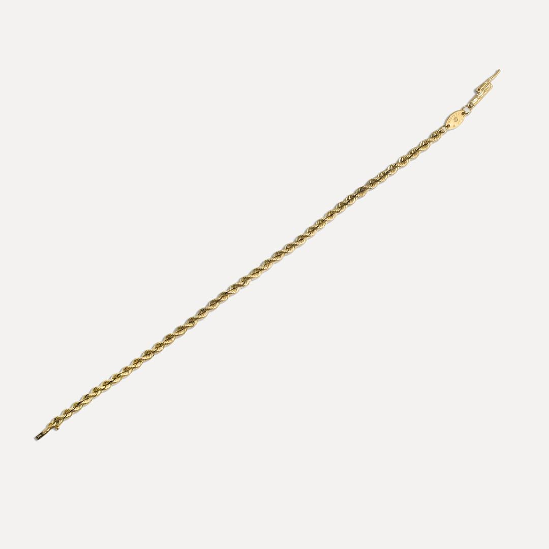 Women's or Men's 14K Yellow Gold Silk Rope Chain Bracelet 4.6g
