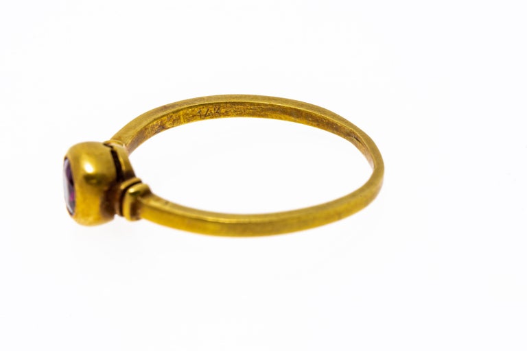 14k Yellow Gold Simple Burnished High Bezel Set Ruby Ring For Sale at ...