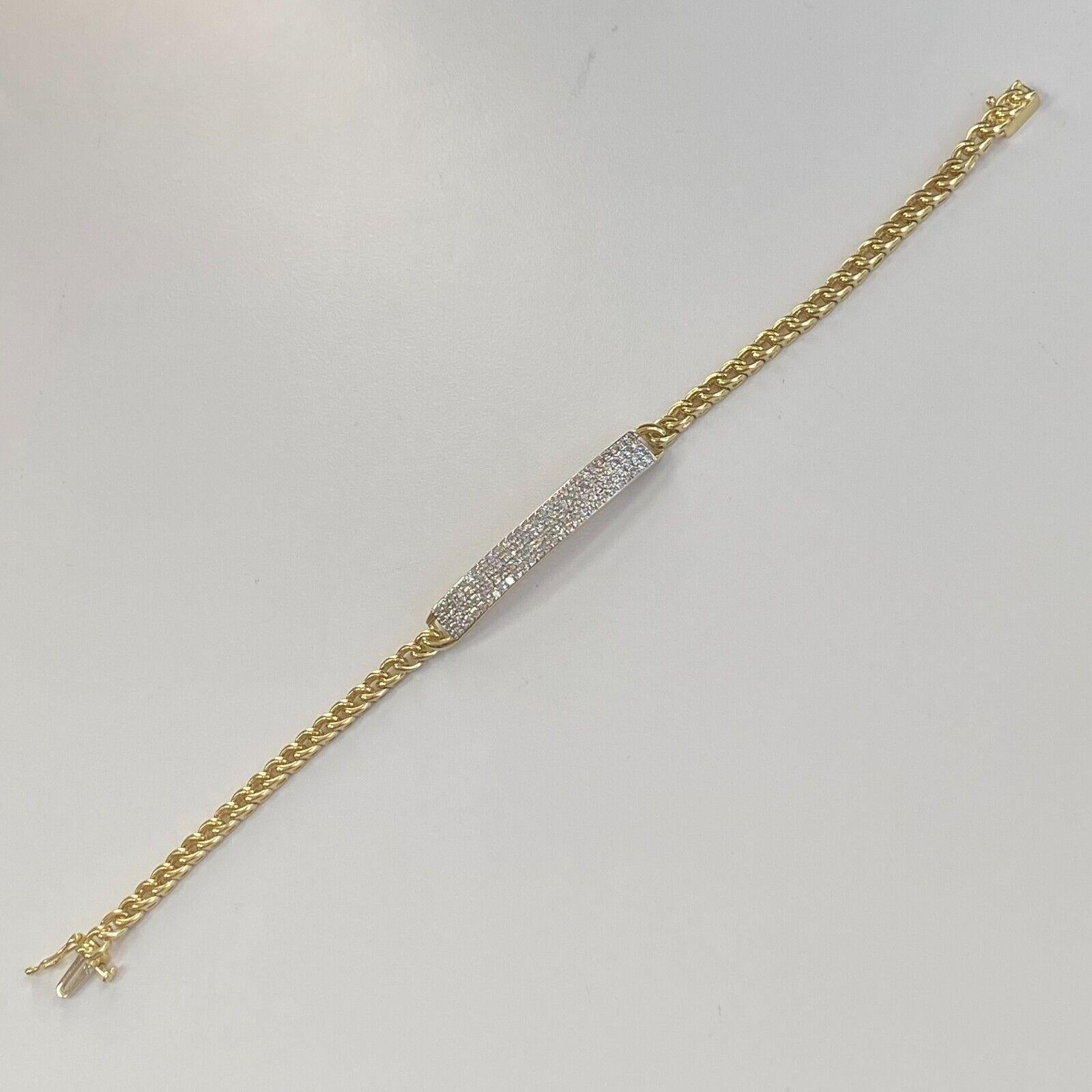 Modern 14k yellow gold Single cut Diamond Pave' bracelet 