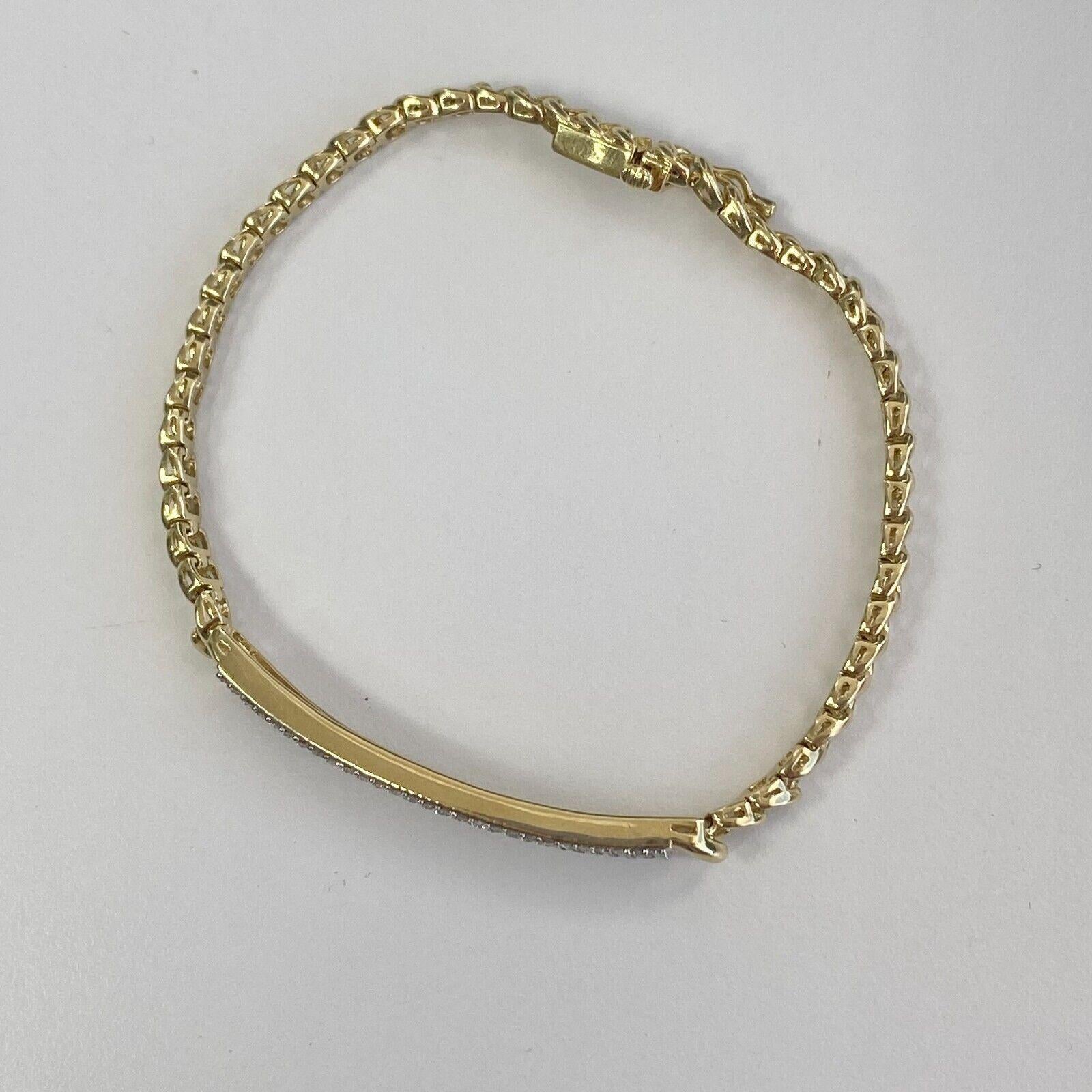 14k yellow gold Single cut Diamond Pave' bracelet  In Excellent Condition In Los Angeles, CA