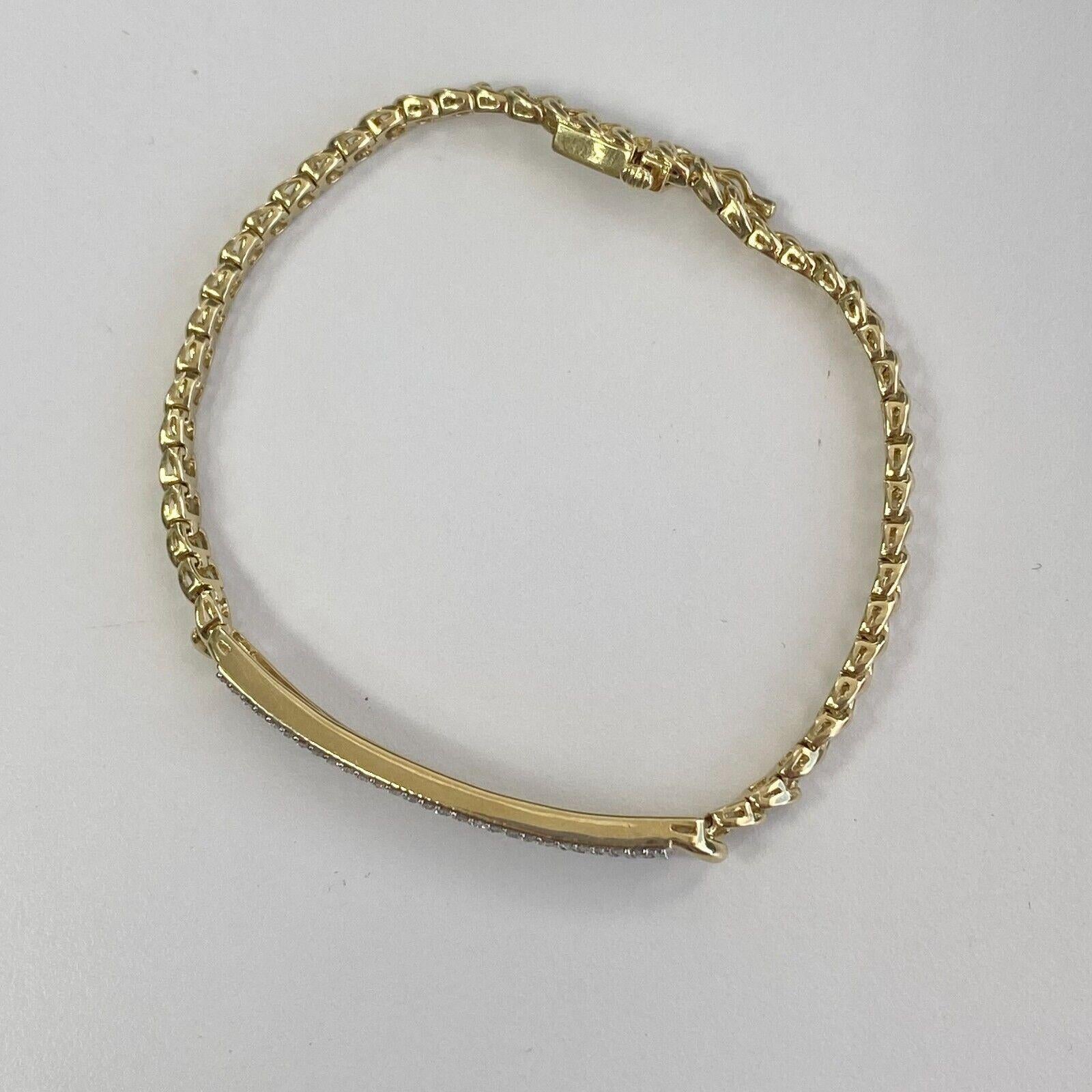 Modern 14k yellow gold Single cut Diamond Pave' bracelet