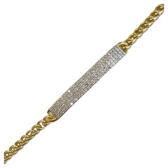 Bracelet « Pave » en or jaune 14 carats avec diamants taille unique 