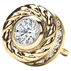 14k Yellow Gold Single Round Stud Earring with 0.43ct Diamonds