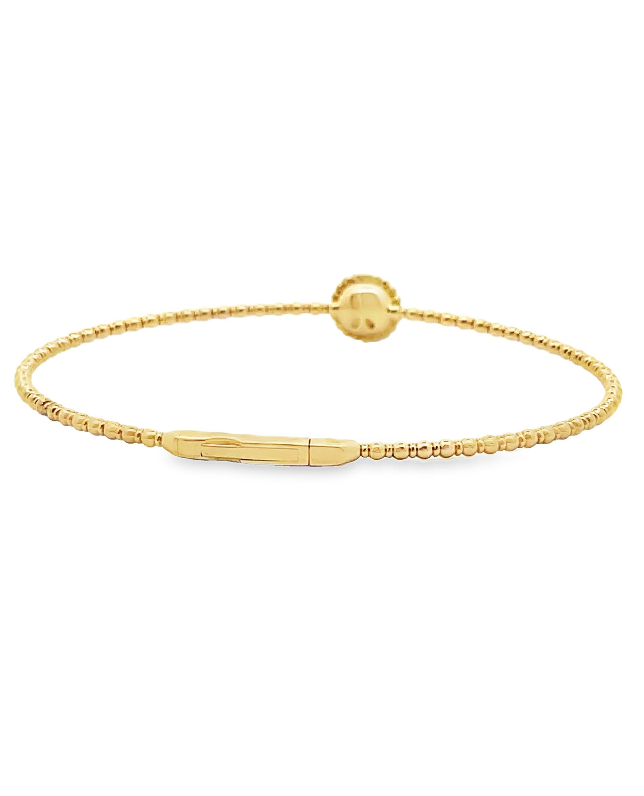 Pulsera brazalete de una estación de oro amarillo de 14 quilates con diamantes redondos Contemporáneo en venta