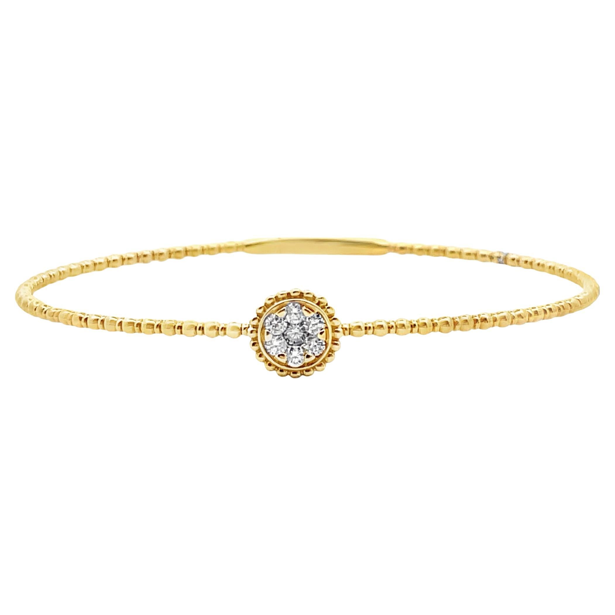 14K Gelbgold Single Station Bangle Armband mit runden Diamanten