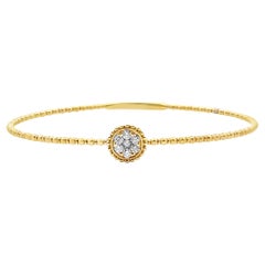 14K Gelbgold Single Station Bangle Armband mit runden Diamanten