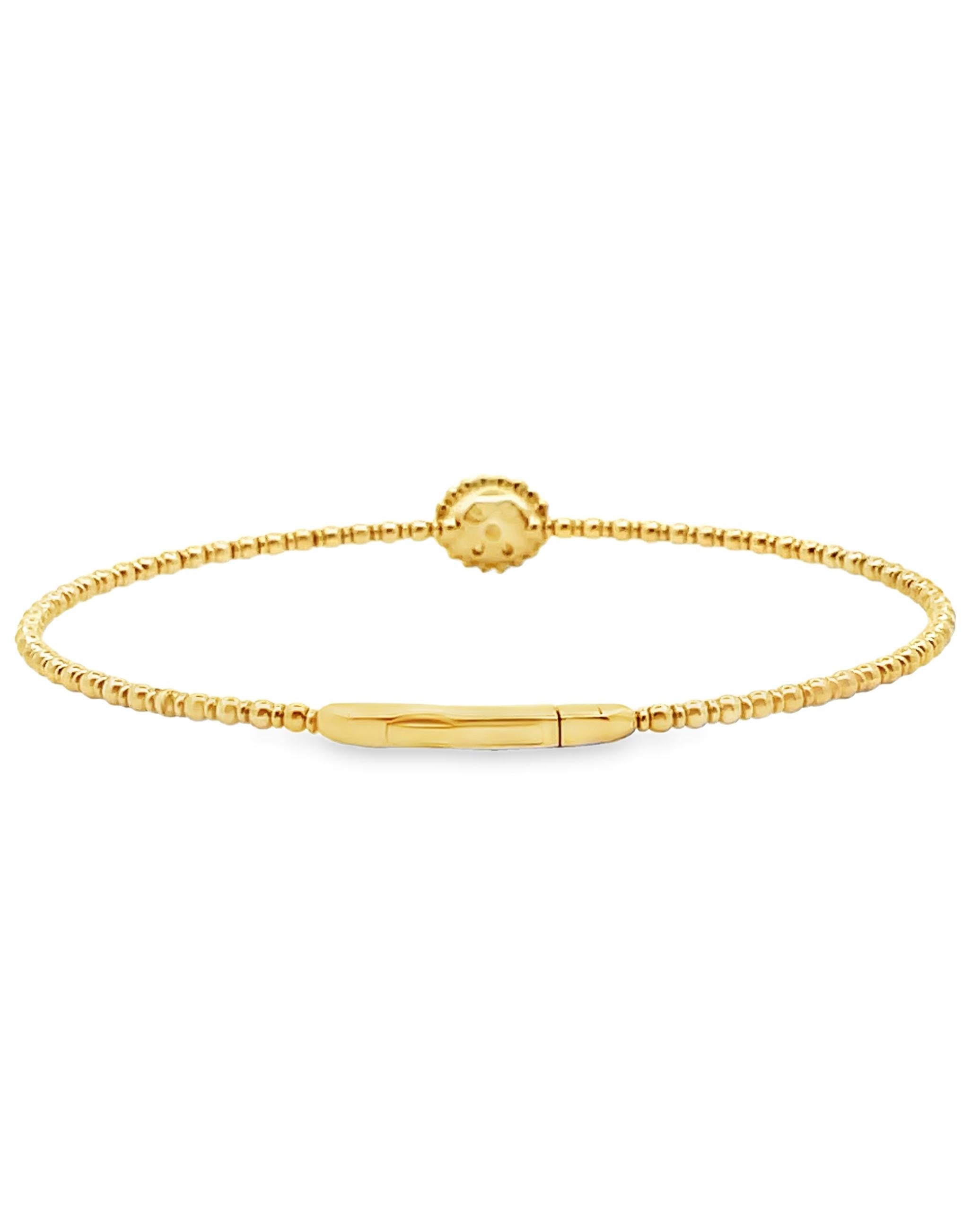 14K Gelbgold Single Station Diamond Armreif Armband (Zeitgenössisch) im Angebot