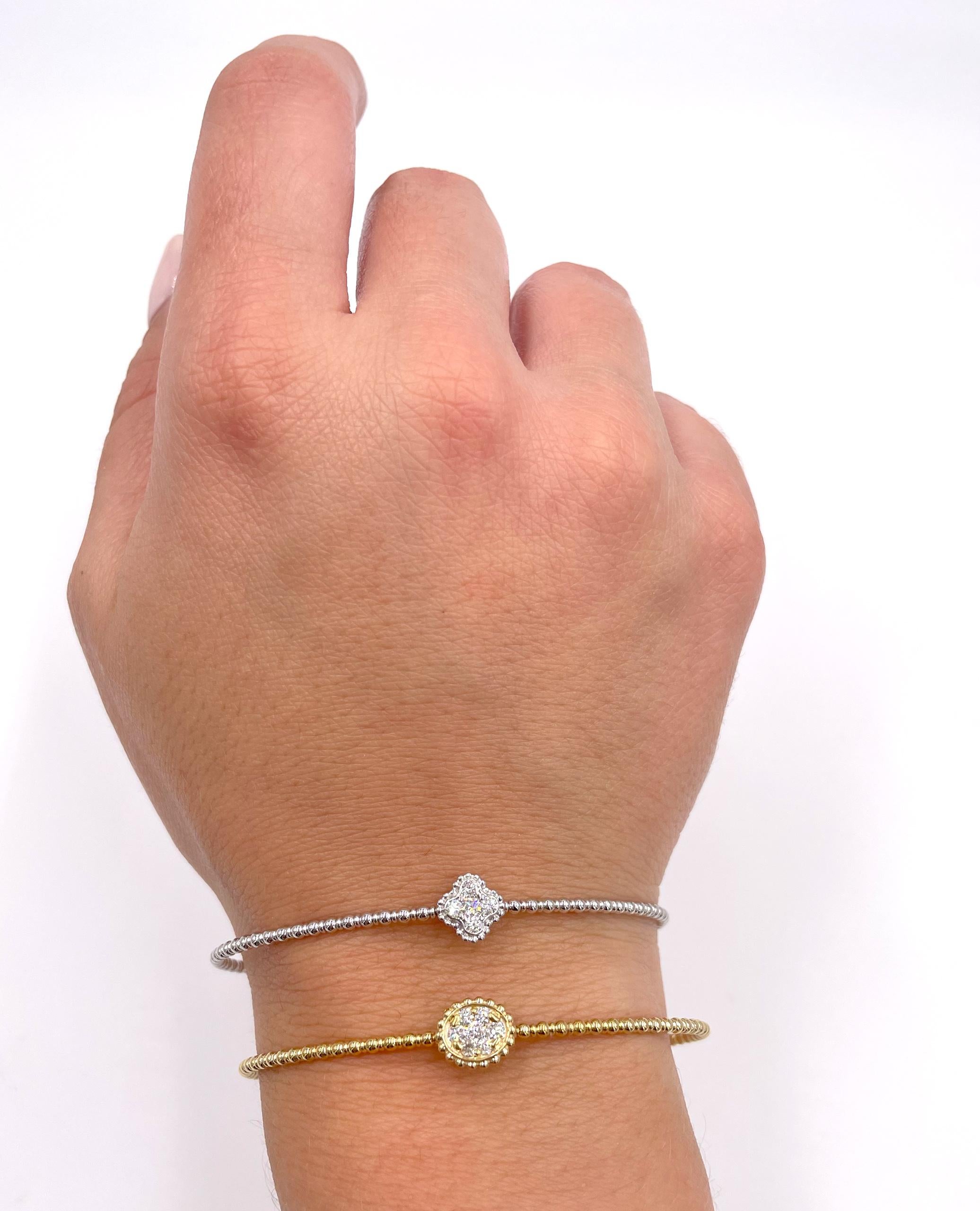 14K Gelbgold Single Station Diamond Armreif Armband im Zustand „Neu“ im Angebot in Old Tappan, NJ