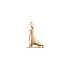 14K Yellow Gold Skate Charm