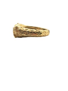 Anello a doppia testa con orso piccolo in oro giallo 14K #25188
