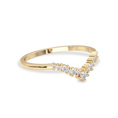 14k Yellow Gold Small Cavendish Natural Diamond V Half Eternity Band