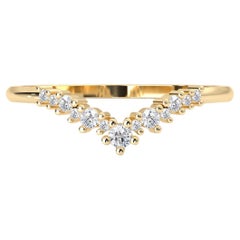 14k Yellow Gold Small Cavendish Natural Diamond V Half Eternity Band