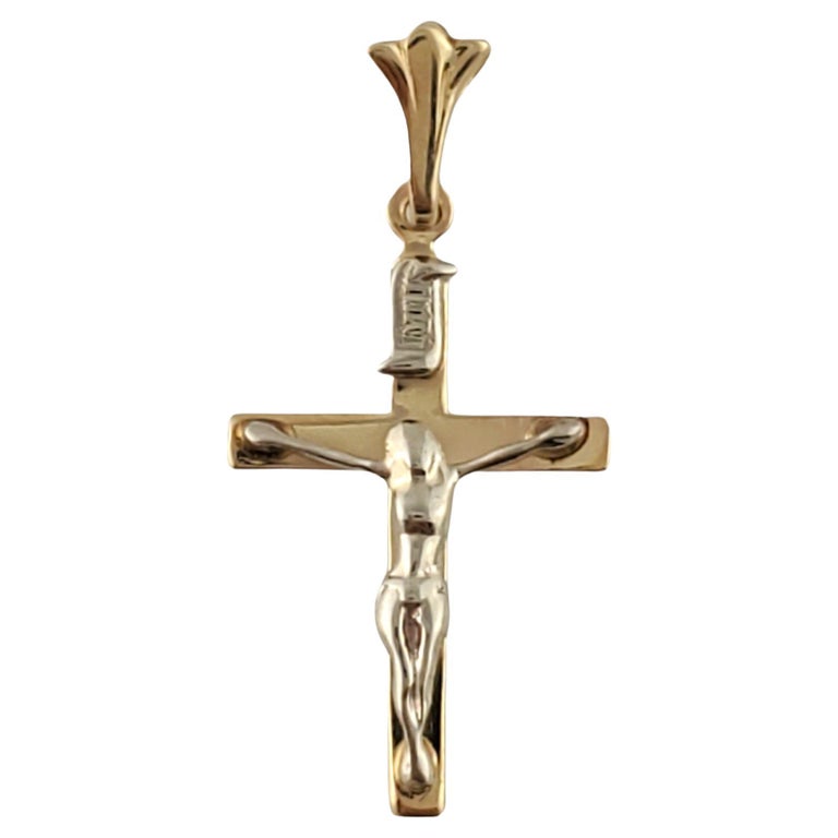 Antiqued Gold Trinity Crucifix Pendant and Necklace Antique -  Portugal