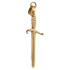 14K Yellow Gold Small Dagger Pendant/Charm with Flexible Bail
